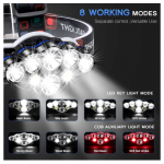 Lanterna de cap 8 LED-uri rezistenta la umezeala, incarcare USB 6 Lanterna de cap 8 LED-uri rezistenta la umezeala, incarcare USB
