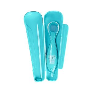 Lingurita cu suport U-Grow, Silicon, Turcoaz