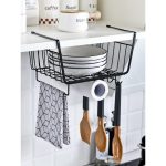 Cos metalic motare sub raft sau masa birou, cu agatator de pahare, cartie si can, 29x24.5x18.5