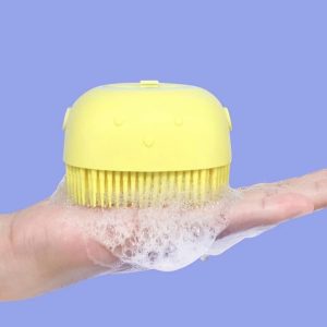 Burete de baie din silicon Mini Soft Brush, cu rezervor pentru gel de dus / sampon
