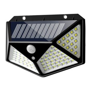 Lampa solara de perete cu 4 fete, senzor de miscare, 100 LED-uri, BK-100