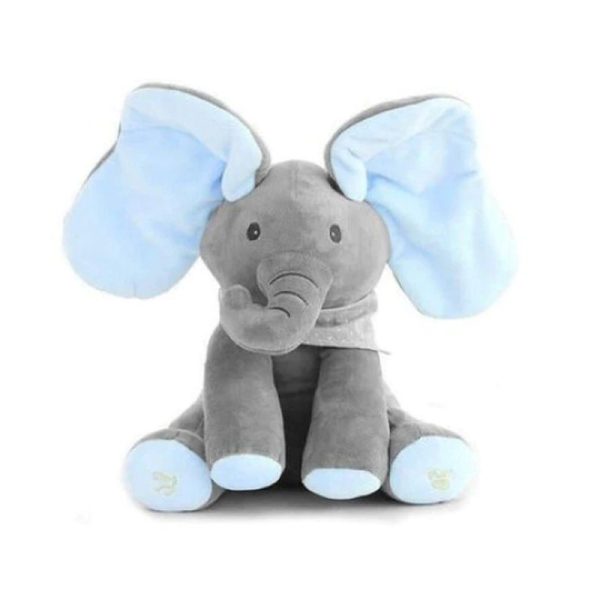 Jucarie de plus interactiva muzicala, Elefantul Cucu-Bau, 30 cm