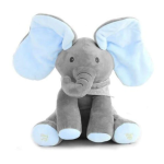 Jucarie de plus interactiva muzicala, Elefantul Cucu-Bau, albastru 30 cm