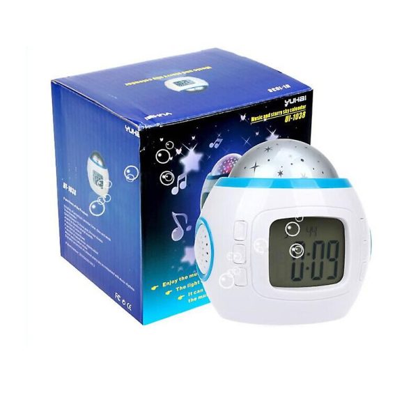 Ceas cu alarmă digitală LED cu proiector de stele, cronometru calendar muzical