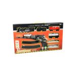 Circuit de tren cu locomotiva clasica si vagon cu gara imita sunete si lumini pentru copii