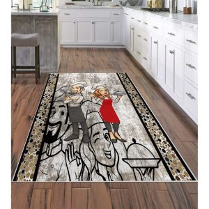 Covor Bucatarie, Model Sot/Sotie, Maro/Gri/Rosu, 80 x 150cm, Antiderapant