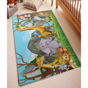 Covor copii Design 3D model Animale din Jungla, 80 x 150 cm