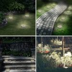 Set 4 lampi solare LED cu incarcare solara cu aspect de piatra