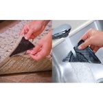 Set 4 Triunghiuri Adezive Anti Alunecare, Auto Adezive, pentru Fixare Covor, 16cm, Garami Shop