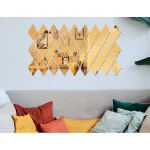 Set 32 stickere auto-adezive, tip oglinda decorativa diamant, 50x100 CM, Auriu