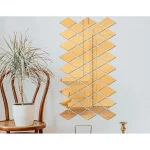 Set 32 stickere auto-adezive, tip oglinda decorativa diamant, 50x100 CM, Auriu