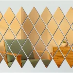 Set 32 stickere auto-adezive, tip oglinda decorativa diamant, 50x100 CM, Auriu