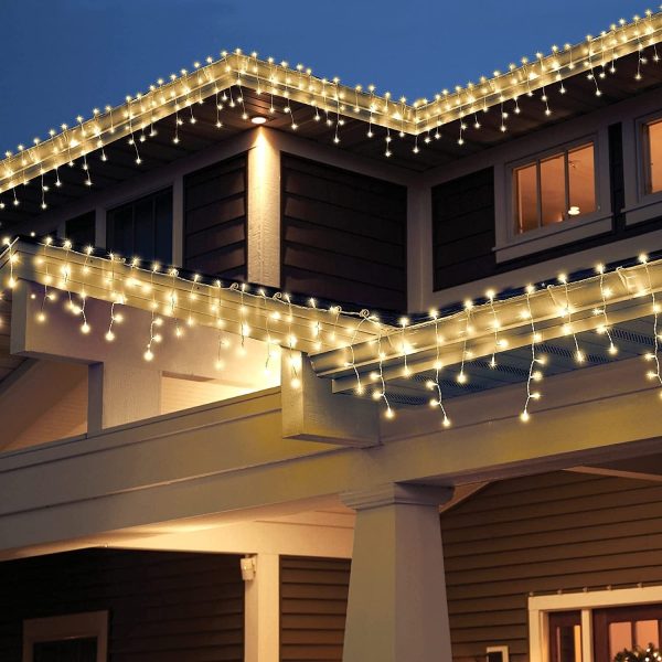 Instalatie pentru exterior LED tip franjuri 12m, culoare alba