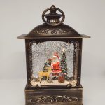 Felinar muzical cu ren si mos craciun cu zapada in miscare 23cm