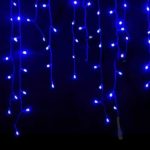 Instalatie pentru exterior LED tip franjuri 12m, culoare albastra