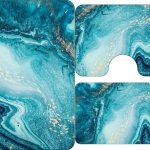 Covoare Pentru Baie, 3 Piese, Antiderapante model albastru abstractie