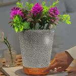 Umidificator aromaterapie in forma de ghiveci cu flori, 7 culori programabil, oprire automata