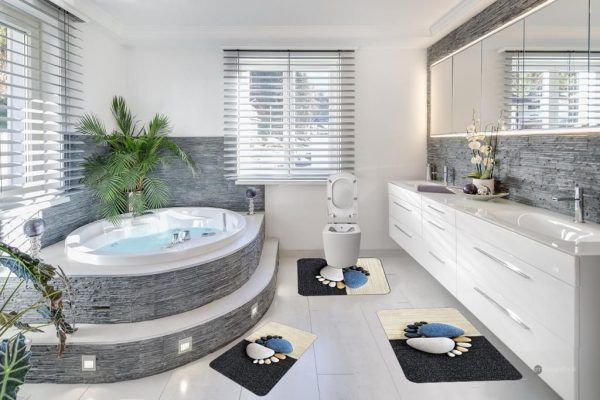 Covoare Pentru Baie, 3 Piese, Antiderapante model pietre