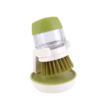 Perie pentru spalat vase, cu rezervor pentru detergent si suport, universala, verde