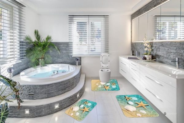 Covoare Pentru Baie, 3 Piese, Antiderapante model peisaj marin