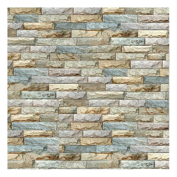 tapet2 Tapet 3D caramida crem cu bleu auto-adeziv pentru interior, 70 x 77 cm