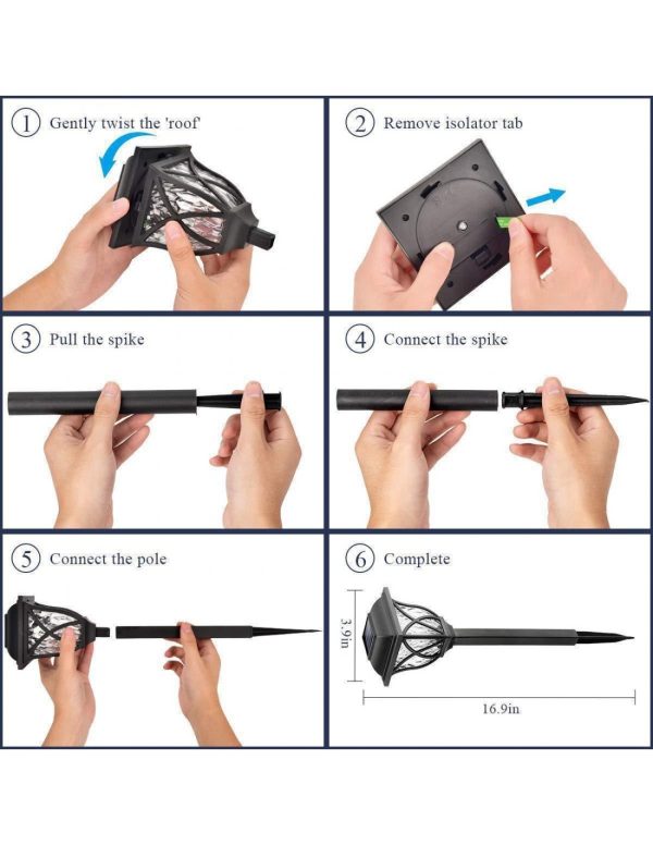 Set 6* lampa solara felinar LED 43 cm