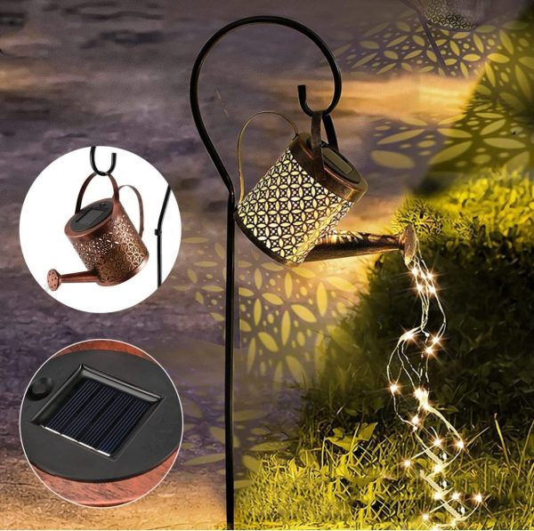Stropitoare solara cu lumini pentru gradina din fier forjat, lumina calda