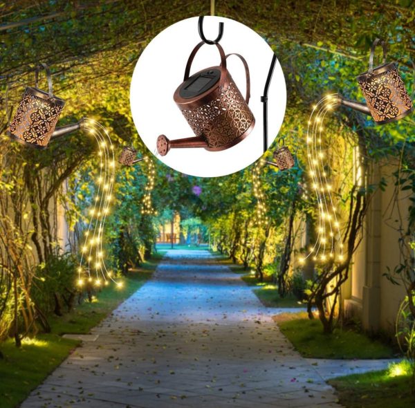 Stropitoare solara cu lumini pentru gradina din fier forjat, lumina calda