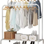 Suport dublu de umerase pentru haine, din metal - ALB