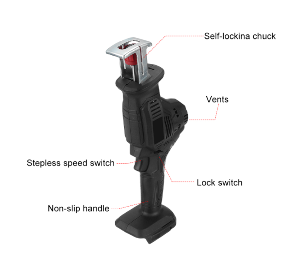 Mini fierastrau Tip sabie portabil 2 acumulator Li-ion, 4 lame incluse