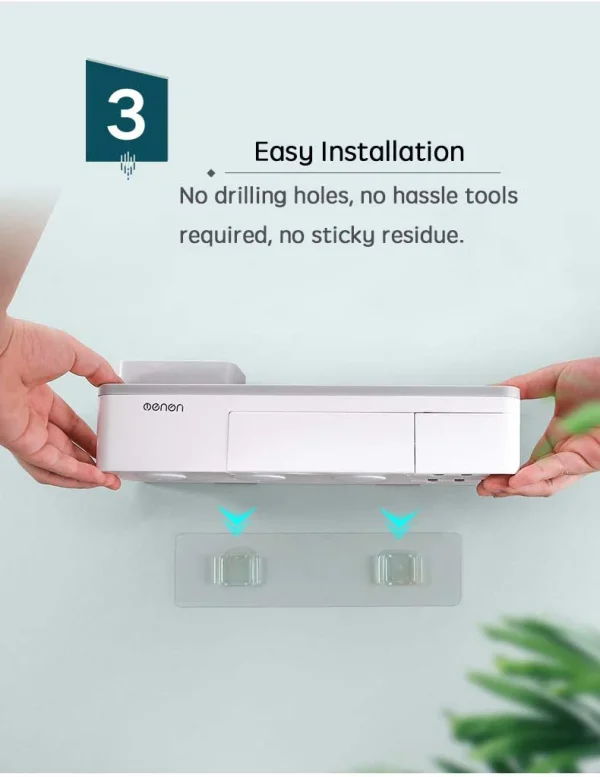 Suport 3 pahare magnetice si dispenser pasta de dinti cu 6 periute