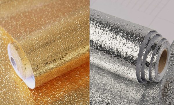 Folie de aluminiu autoadeziva bucatarie 60 x 300 cm,argintiu