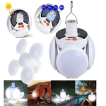 Set 2 x Lampa solara pliabila, tip bec cu 5 moduri de iluminare,rezistenta la apa