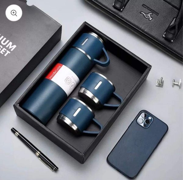 Set 3 piese: Termos 500 ml + 2 cesti, otel inoxidabil