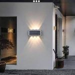 Lampa solara de perete, lumina bidirectionala, 6 LED-uri