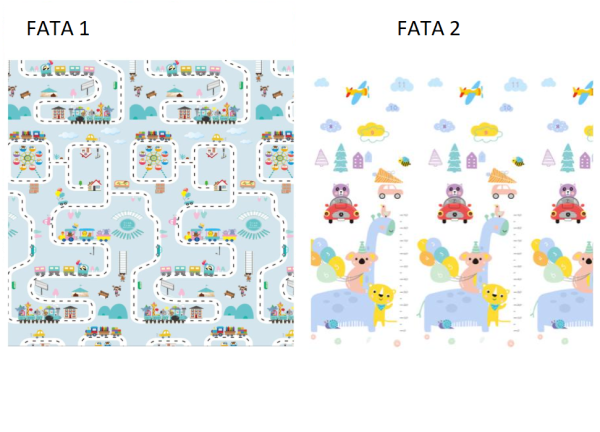 Covor de joaca educativ, Pliabil, Impermeabil, Dimensiune 200 x 150, Grosime 1 cm, Imprimeu pe ambele parti