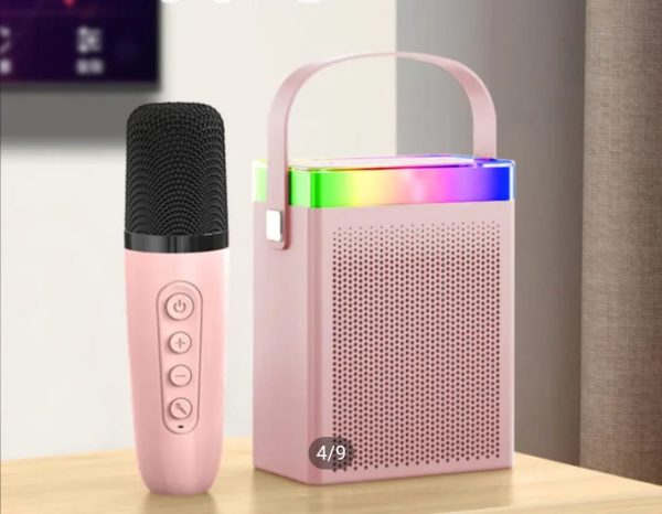 BOXA Boxa de karaoke cu microfon wireless, difuzor portabil cu lumina RGB LED