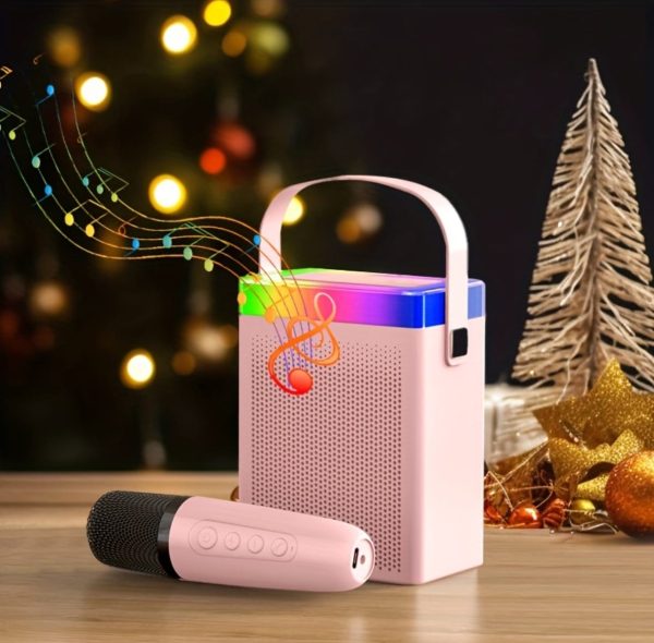 BOXA2 Boxa de karaoke cu microfon wireless, difuzor portabil cu lumina RGB LED