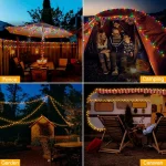 Instalatie solara decorativa 300 LED-uri 33 m cu telecomanda - ALB CALD