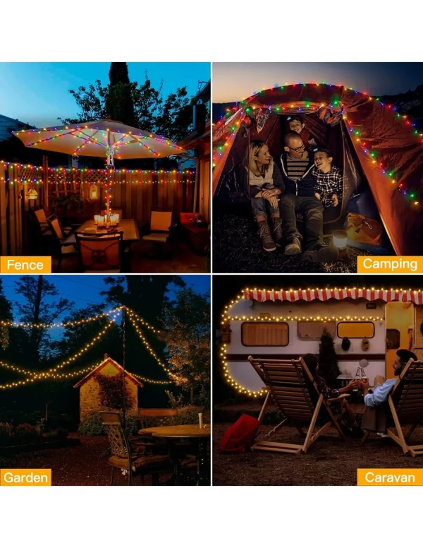 Instalatie solara decorativa 300 LED-uri 33 m cu telecomanda - ALB CALD