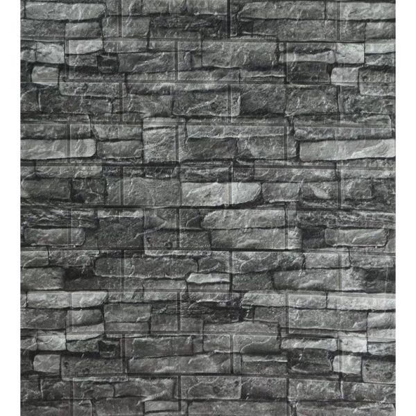 Tapet 3D piatra gri, auto-adeziv pentru interior, 70 cm L x 77 cm H