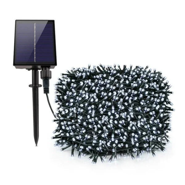 Instalatie cu Incarcare Solara cu telecomanda 500 Leduri si 50 metri alb rece