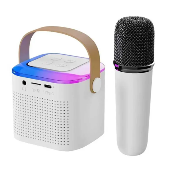 microfon Boxa de karaoke cu microfon wireless, difuzor portabil cu lumina RGB LED