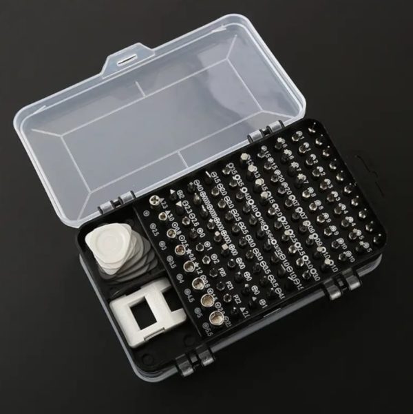 Set trusa de scule cu 115 piese de precizie si o surubelnita flexibla, pentru reparare electrocasnice de mici dimensiuni