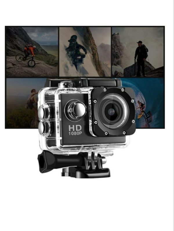 Camera Sport Full HD 1080p, cu accesorii de prindere pentru bicicleta si casca