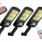 Set 4 x Lampa solara cu 6 celule, LED-uri COB si telecomanda