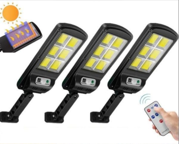 Set 4 x Lampa solara cu 6 celule, LED-uri COB si telecomanda