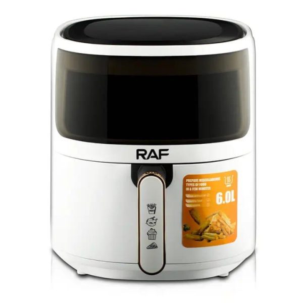 Friteuza Digitala - Air Fryer RAF - 6L, Control Tactil, cu functie AirCrisp si Auto-Oprire, 1500W Alb
