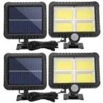 Set 2x Lampa solara LED, cu panou solar, 128 - 6 COB, de exterior, senzor de miscare
