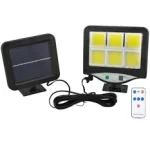 Set 2x Lampa solara LED, cu panou solar, 128 - 6 COB, de exterior, senzor de miscare